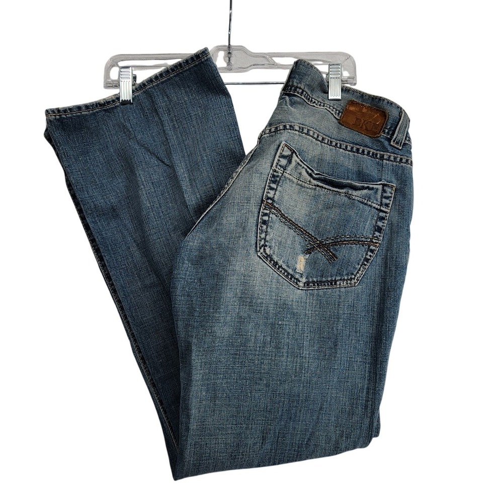 BKE 32x32 Blue Judson Distressed Relaxed Straight Leg Jeans Y2K Skater GrungeBMX
